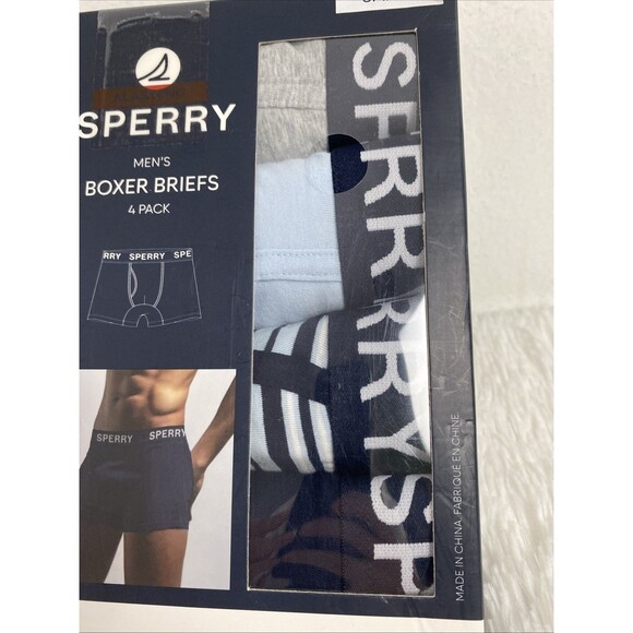 Sperry Men's Boxer Briefs Size S 4 Pack Premium Cotton Blue Gray - Picture 3 of 9